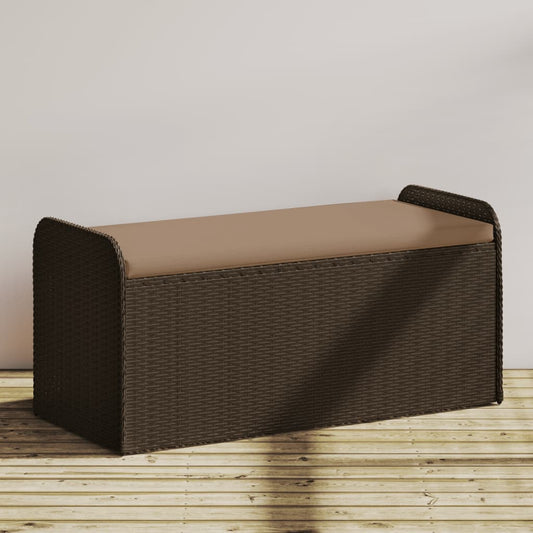 Storage Bench With Cushion Poly Rattan