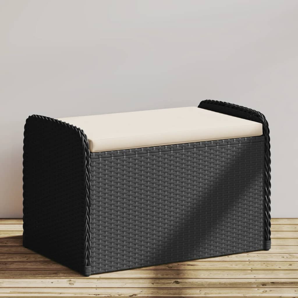 Storage Bench With Cushion Poly Rattan