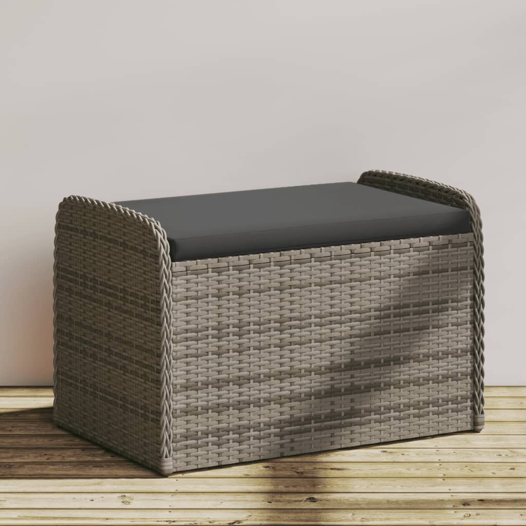 Storage Bench With Cushion Poly Rattan