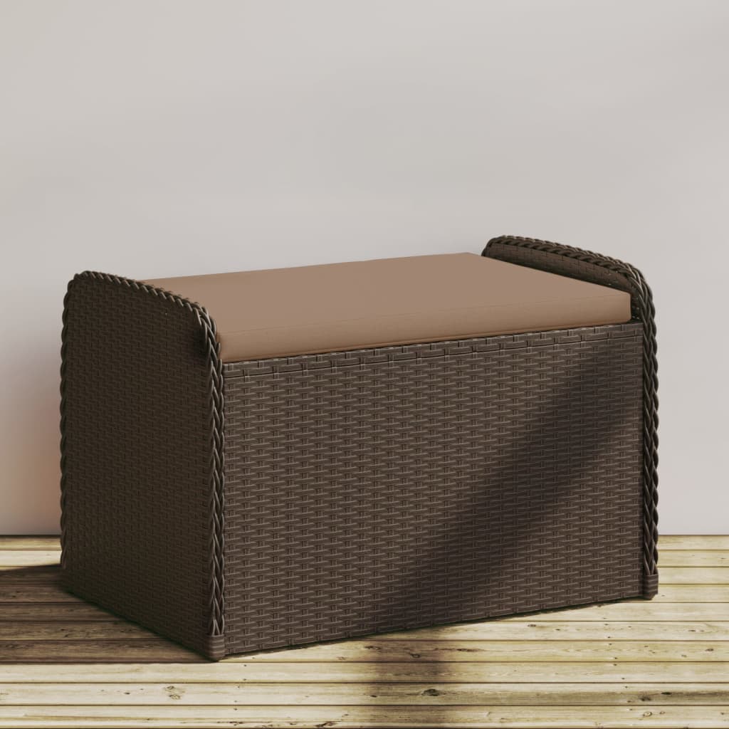 Storage Bench With Cushion Poly Rattan