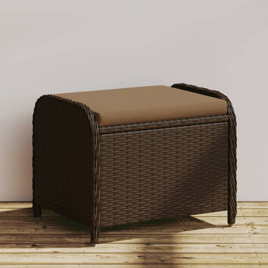 Patio Stool With Cushion 22.8&quot;X18.1&quot;X18.1&quot; Poly Rattan