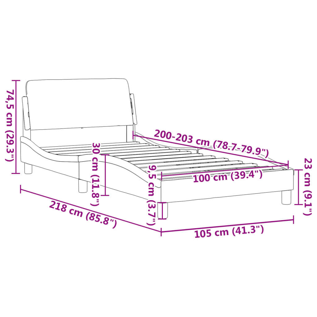 Bed Frame Without Mattress 39.4&quot;X79.9&quot; Faux Leather