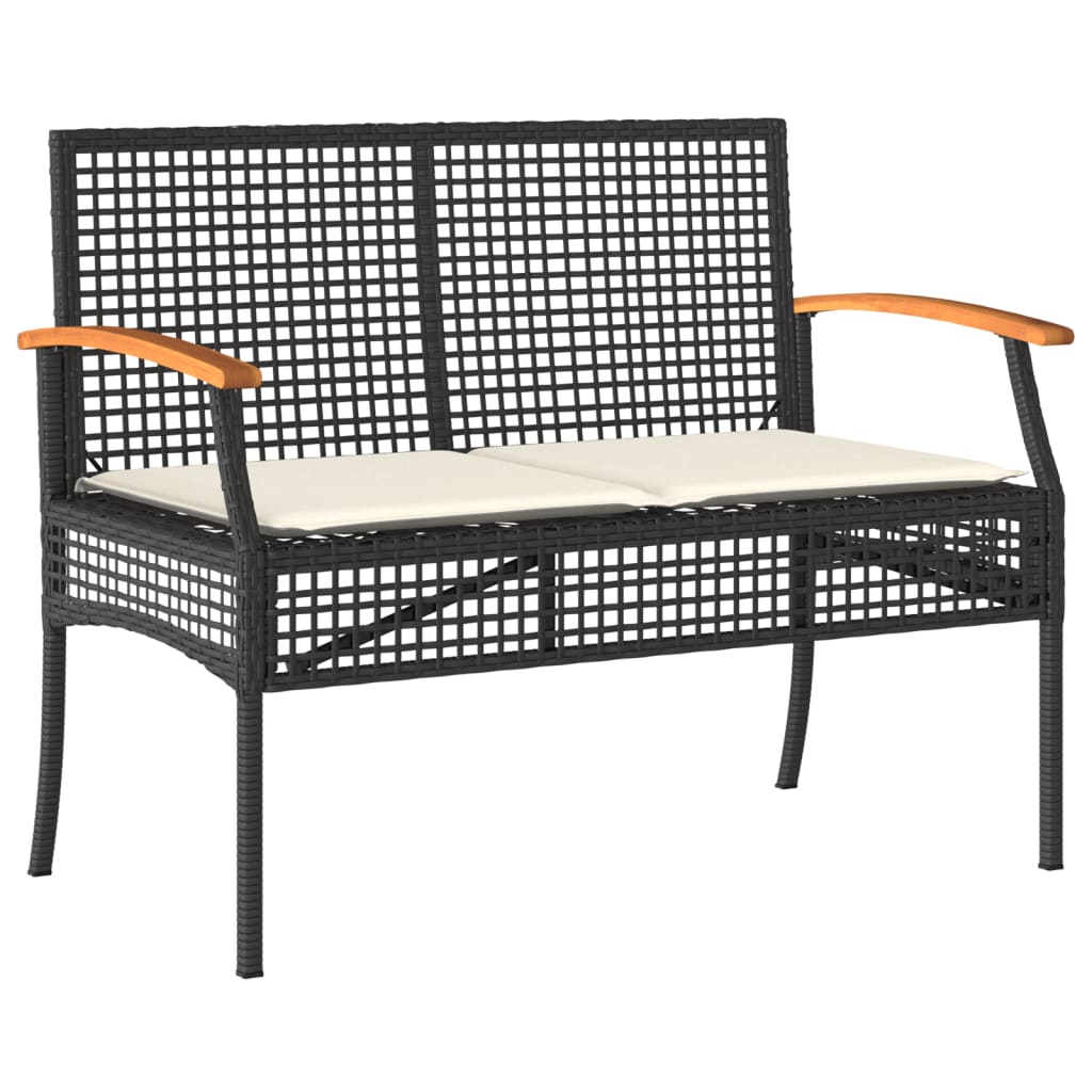 Patio Bench With Cushion Poly Rattan Acacia Wood