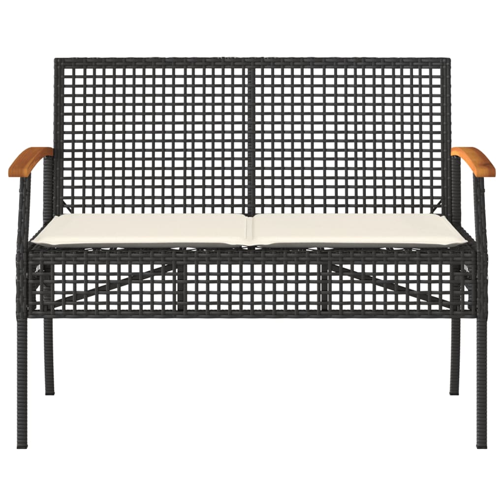 Patio Bench With Cushion Poly Rattan Acacia Wood