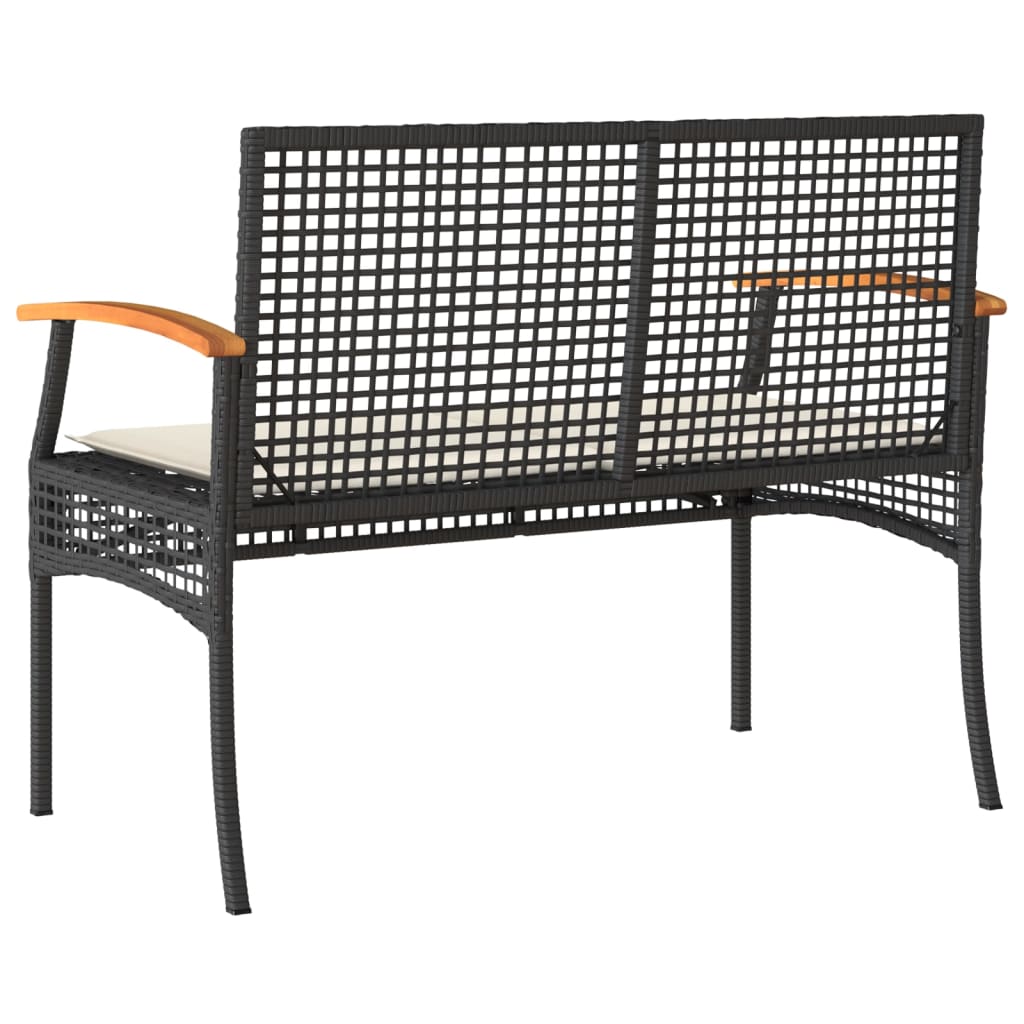 Patio Bench With Cushion Poly Rattan Acacia Wood