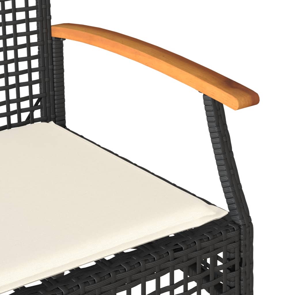 Patio Bench With Cushion Poly Rattan Acacia Wood