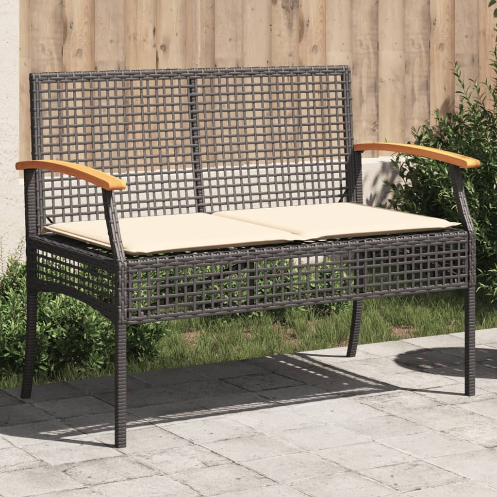 Patio Bench With Cushion Poly Rattan Acacia Wood