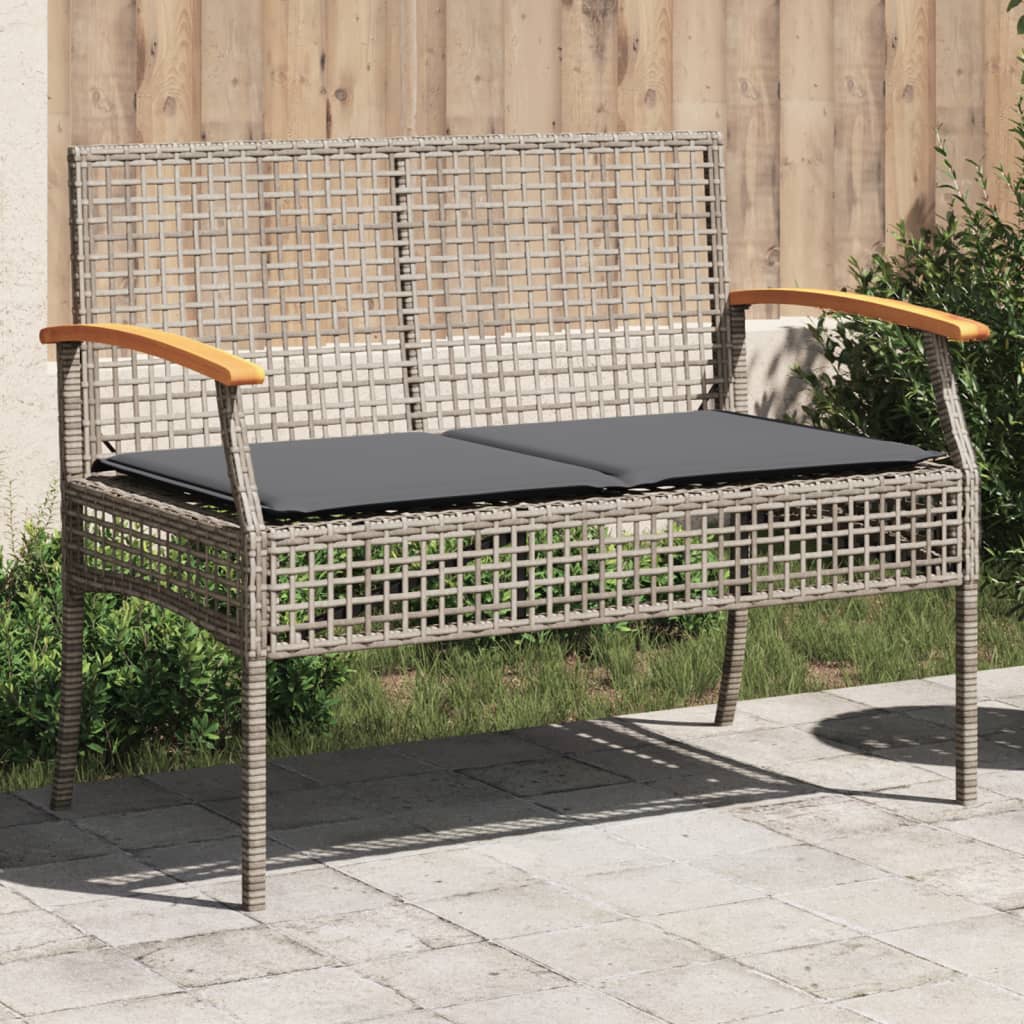 Patio Bench With Cushion Poly Rattan Acacia Wood