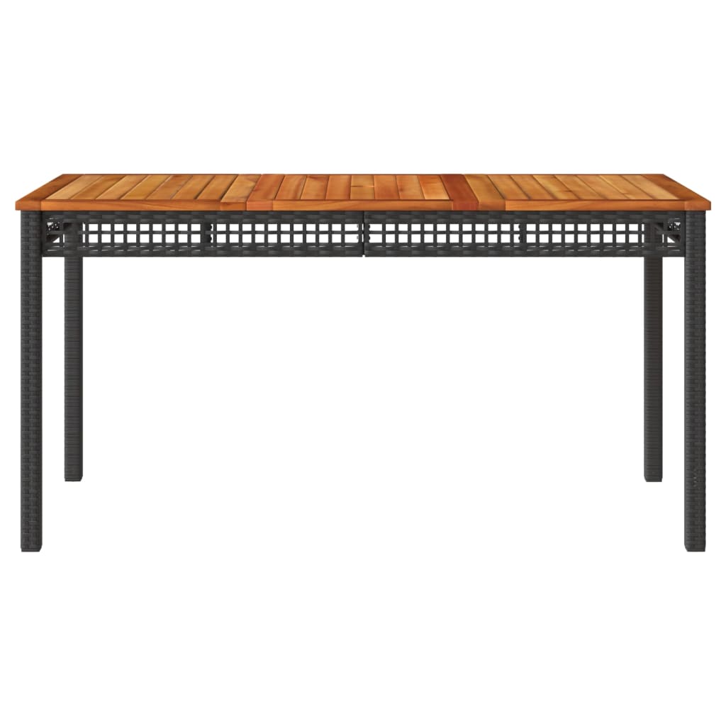 Patio Table Black Poly Rattan Acacia Wood