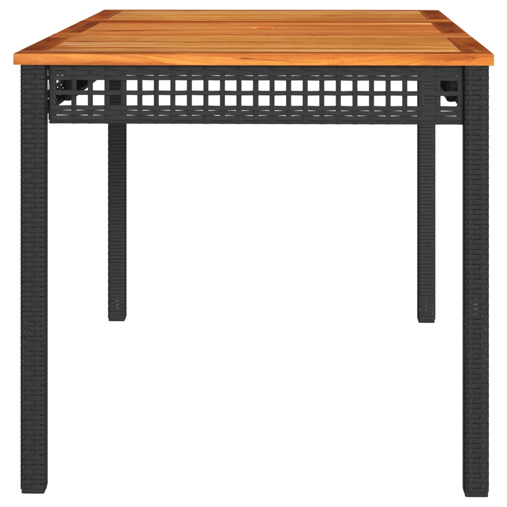 Patio Table Black Poly Rattan Acacia Wood