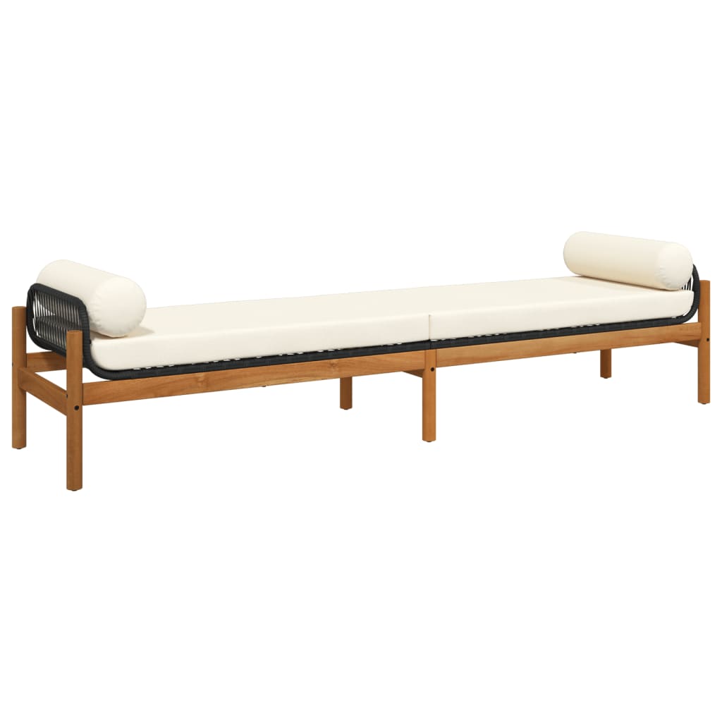 Patio Bench With Cushion Poly Rattan Acacia