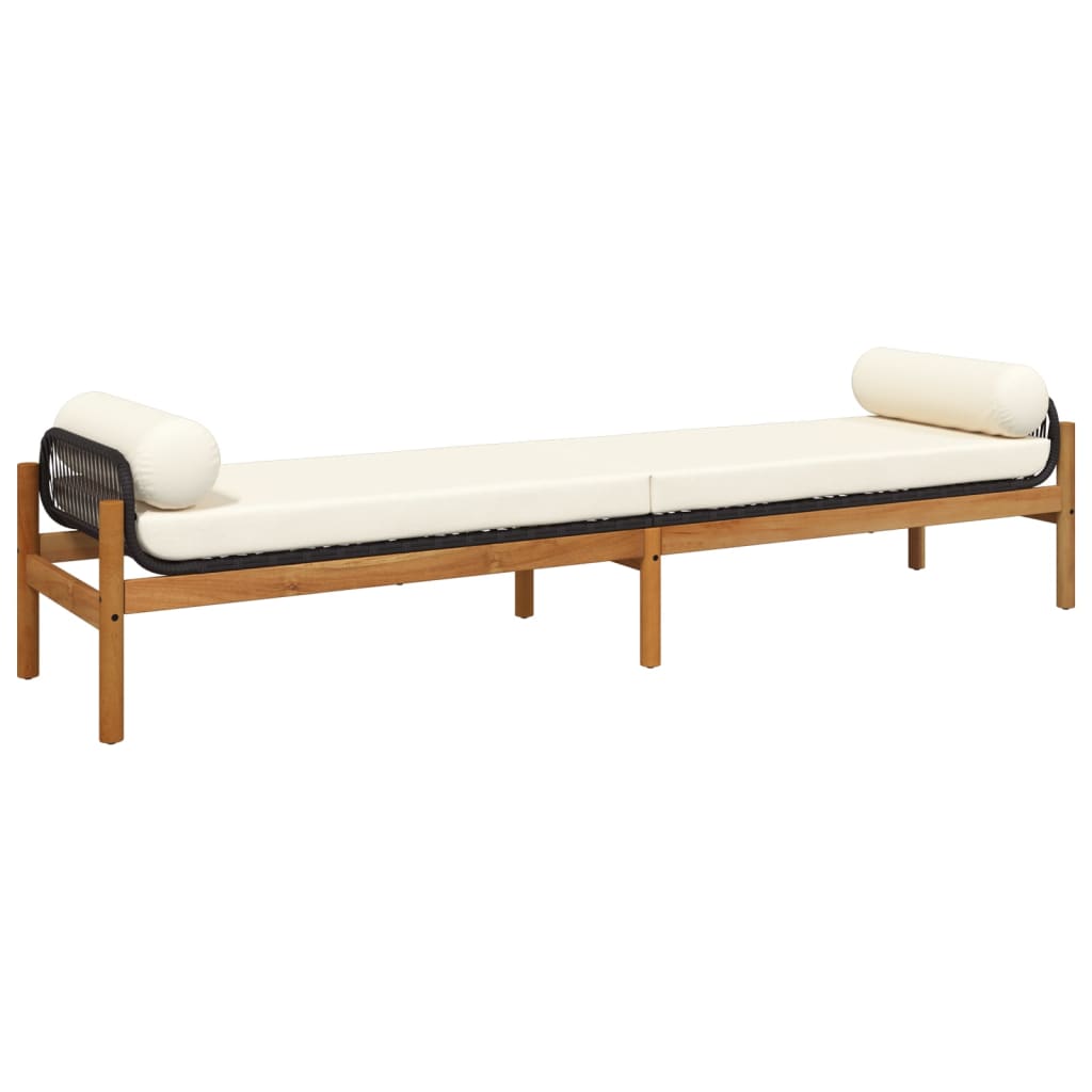 Patio Bench With Cushion Poly Rattan Acacia