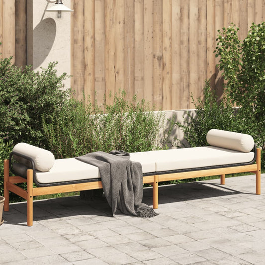 Patio Bench With Cushion Poly Rattan Acacia