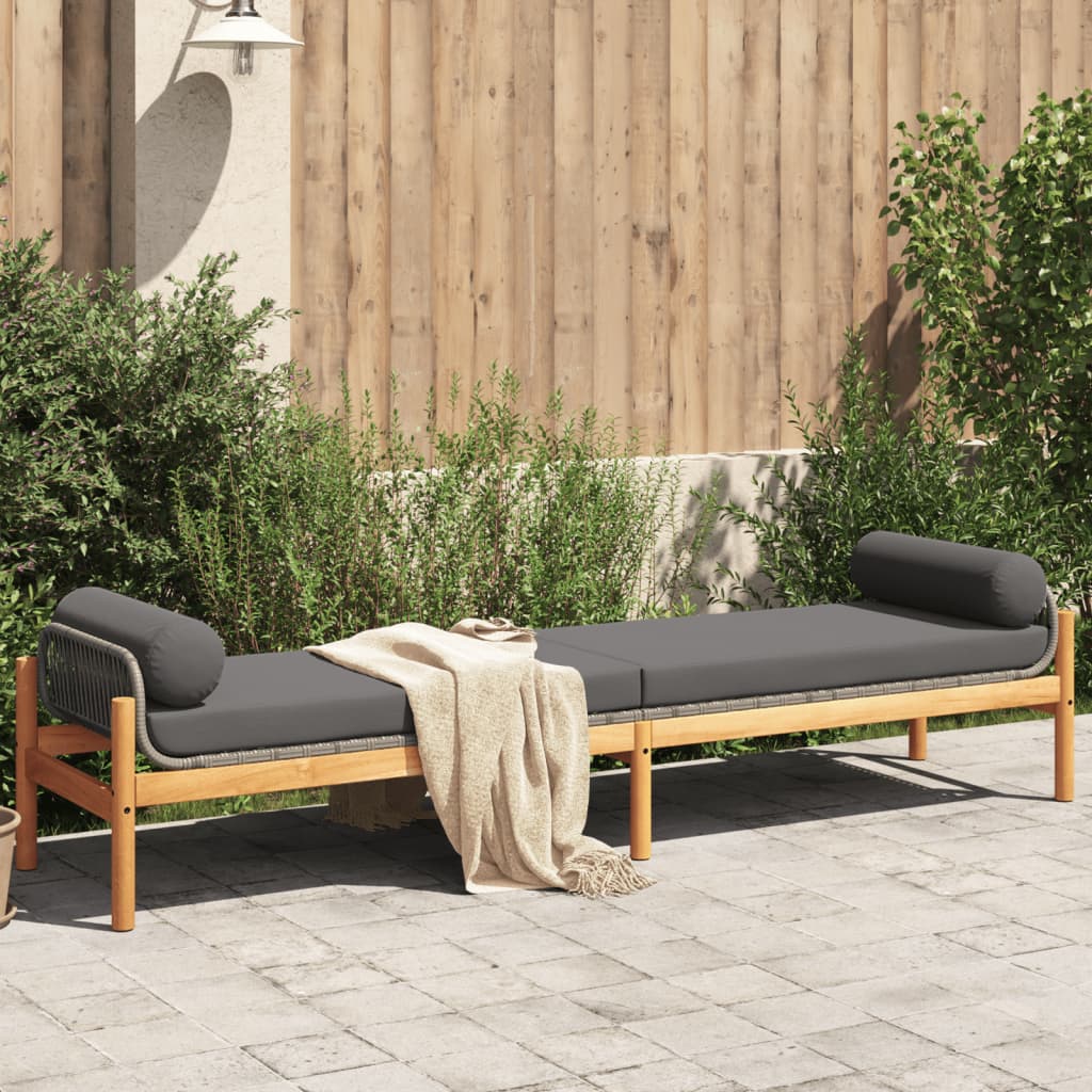 Patio Bench With Cushion Poly Rattan Acacia