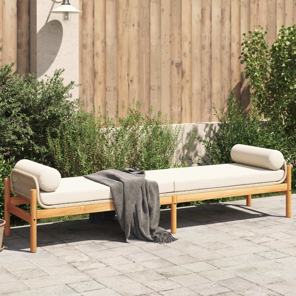 Patio Bench With Cushion Poly Rattan Acacia