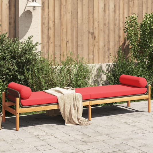 Patio Bench With Cushion Brown Poly Rattan Acacia