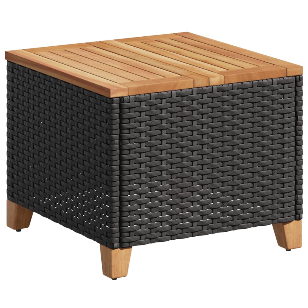 Patio Table 17.7&quot;X17.7&quot;X14.6&quot; Poly Rattan Acacia Wood