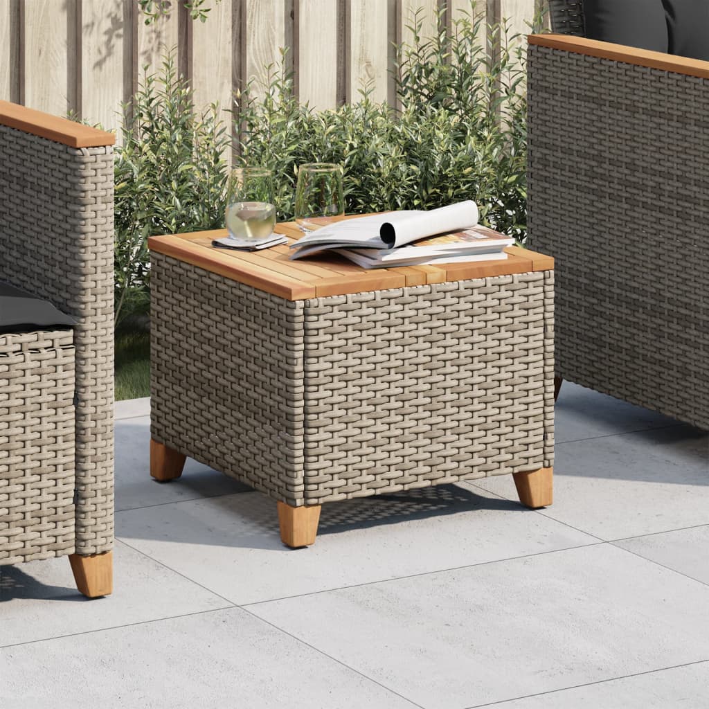 Patio Table 17.7&quot;X17.7&quot;X14.6&quot; Poly Rattan Acacia Wood