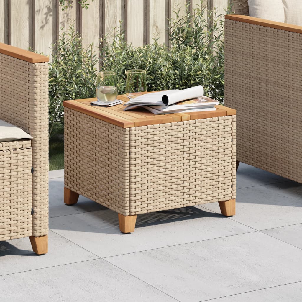 Patio Table 17.7&quot;X17.7&quot;X14.6&quot; Poly Rattan Acacia Wood