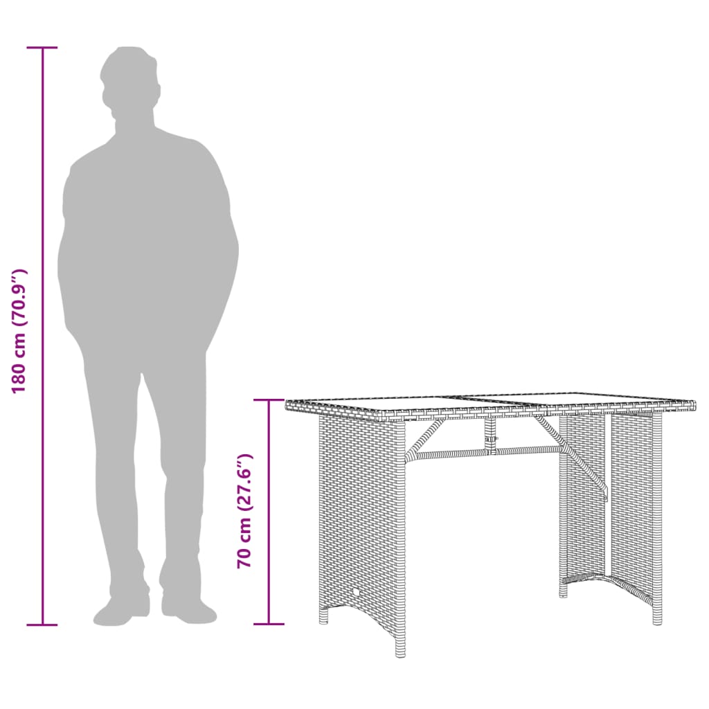 Patio Table With Top 43.3&quot;X26.8&quot;X27.6&quot; Poly Rattan