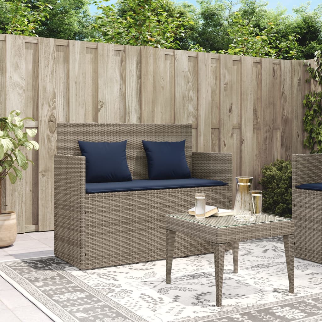 Patio Bench With Cushions Poly Rattan