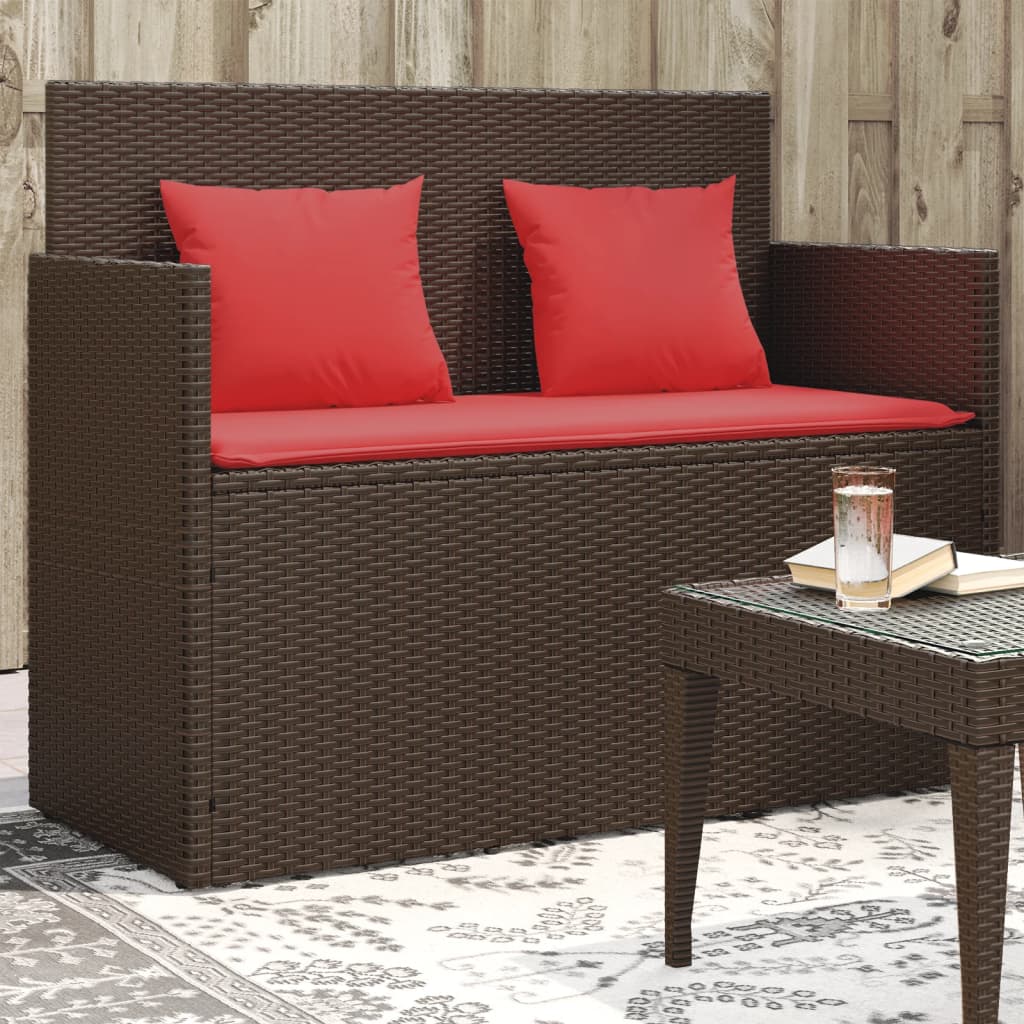 Patio Bench With Cushions Poly Rattan