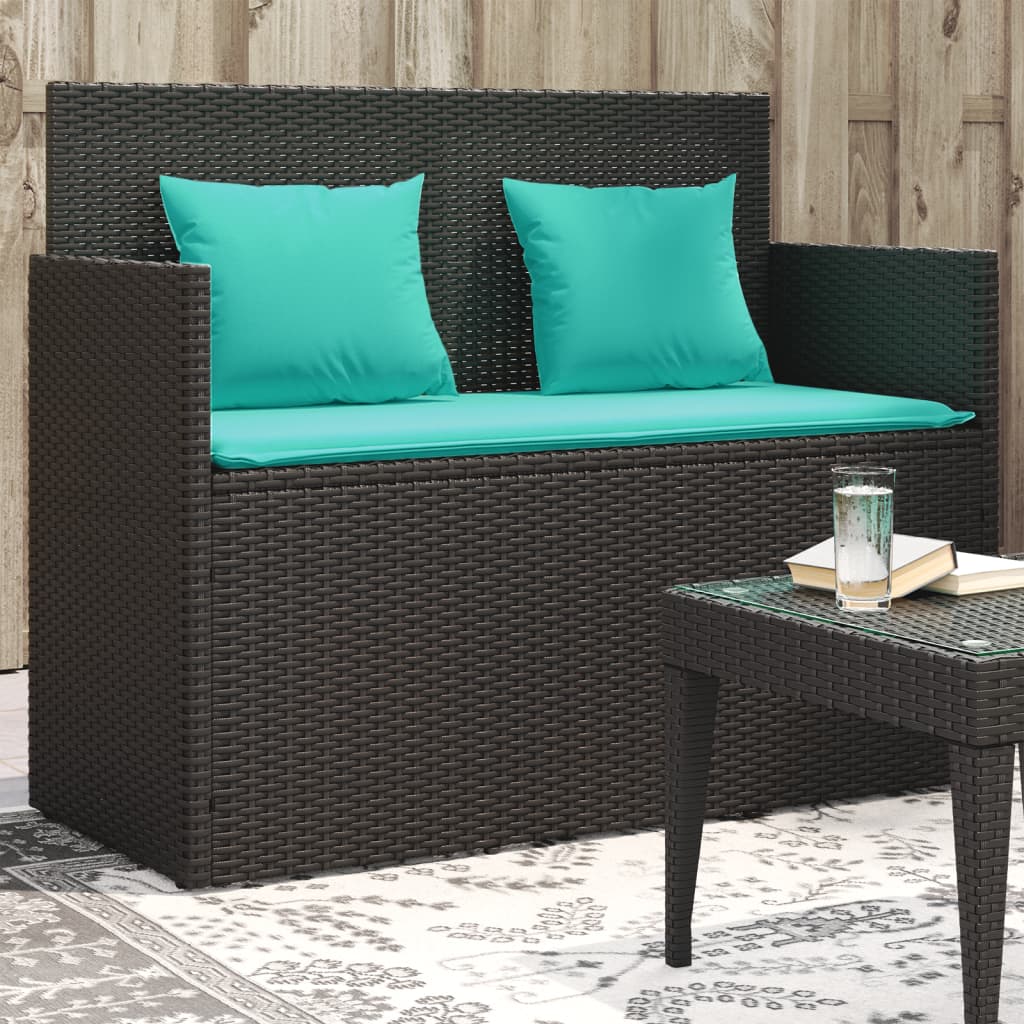 Patio Bench With Cushions Poly Rattan