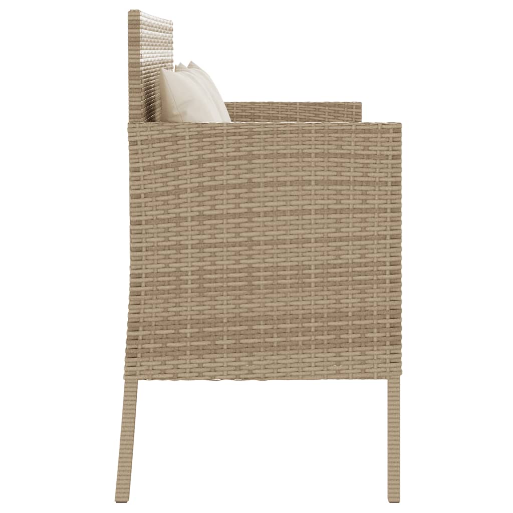 Patio Bench With Cushions Beige Poly Rattan