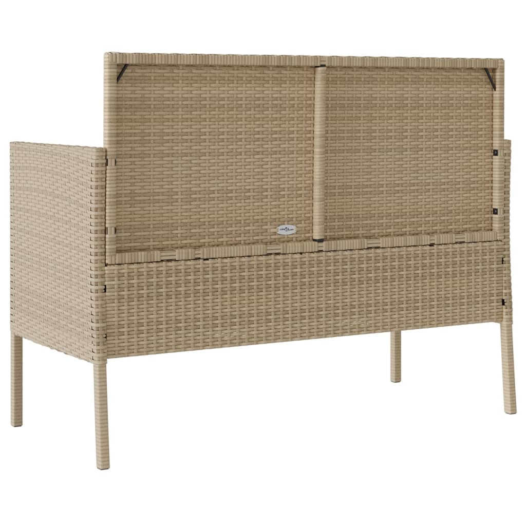 Patio Bench With Cushions Beige Poly Rattan