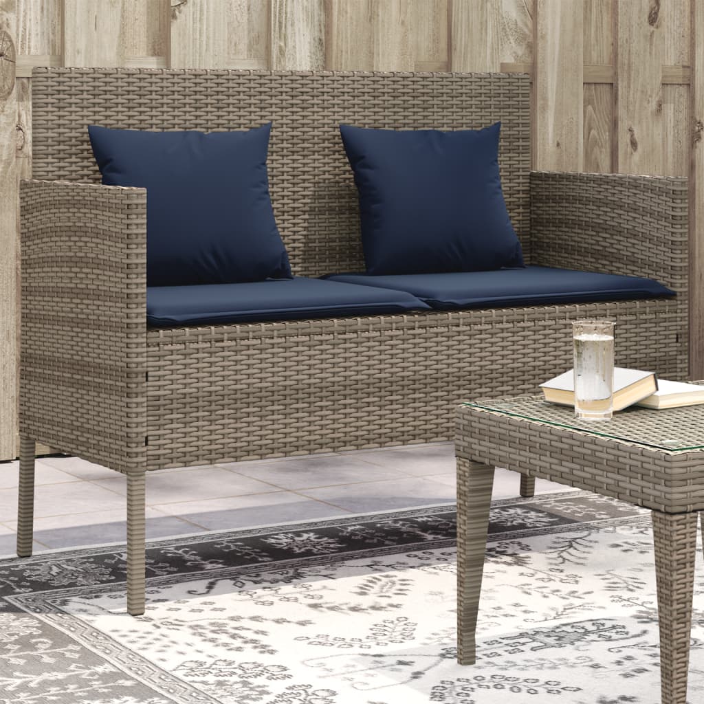 Patio Bench With Cushions Poly Rattan