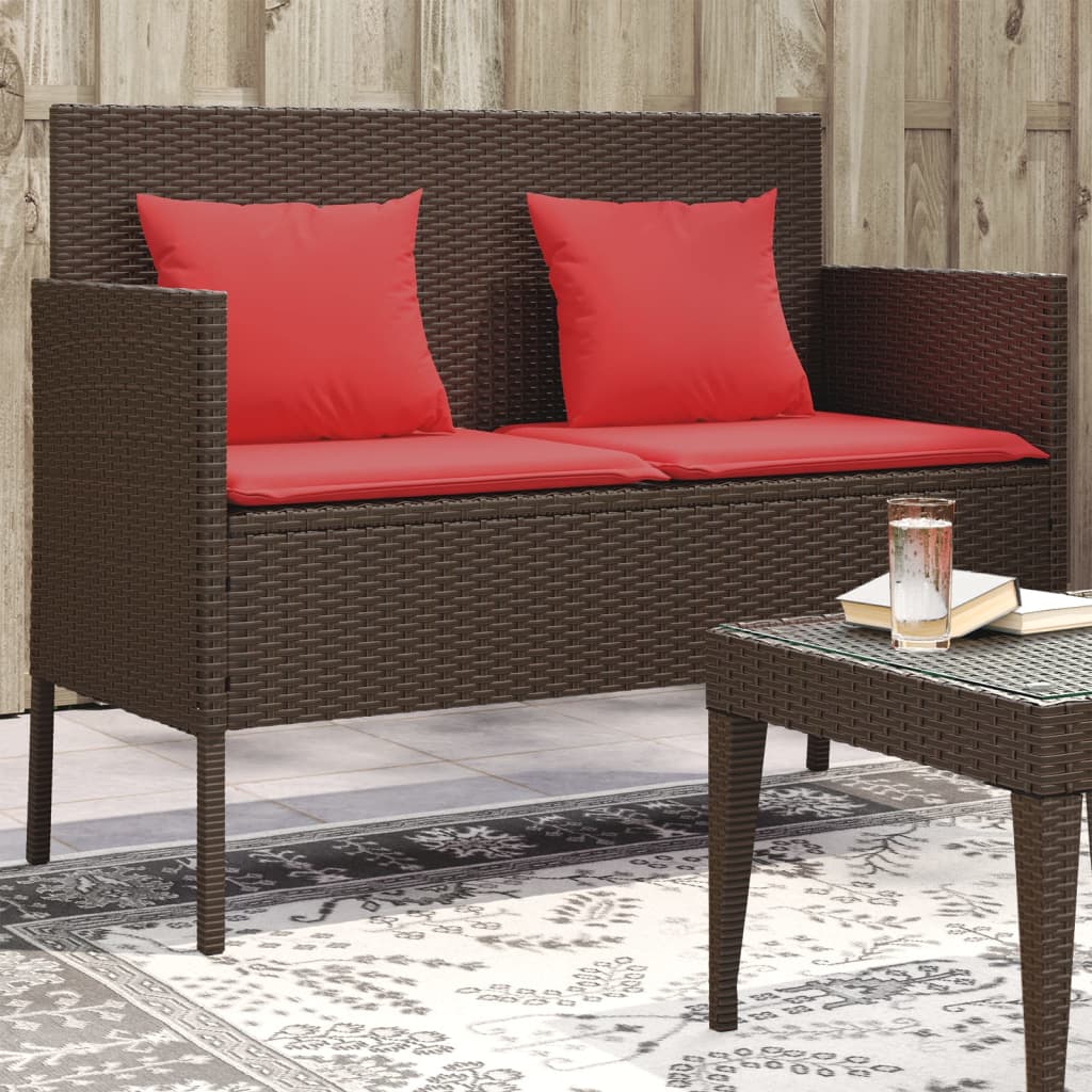 Patio Bench With Cushions Poly Rattan