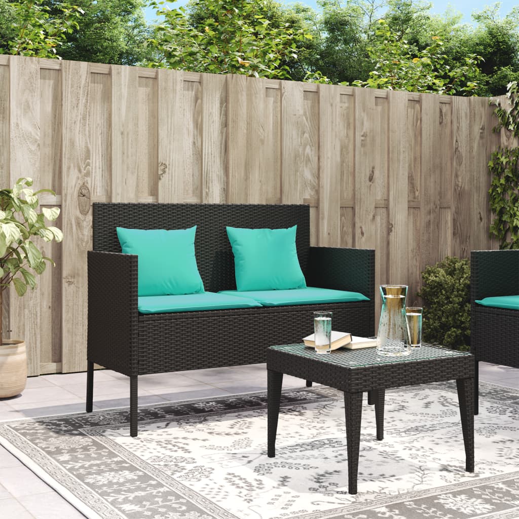 Patio Bench With Cushions Poly Rattan