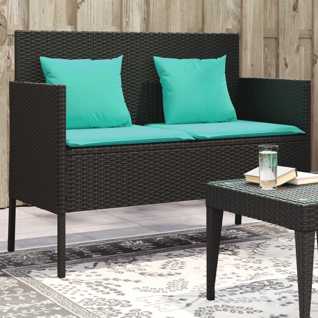 Patio Bench With Cushions Poly Rattan