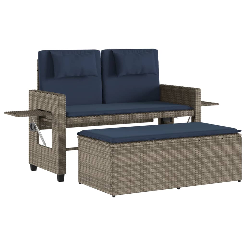 Reclining Patio Bench With Cushions Poly Rattan