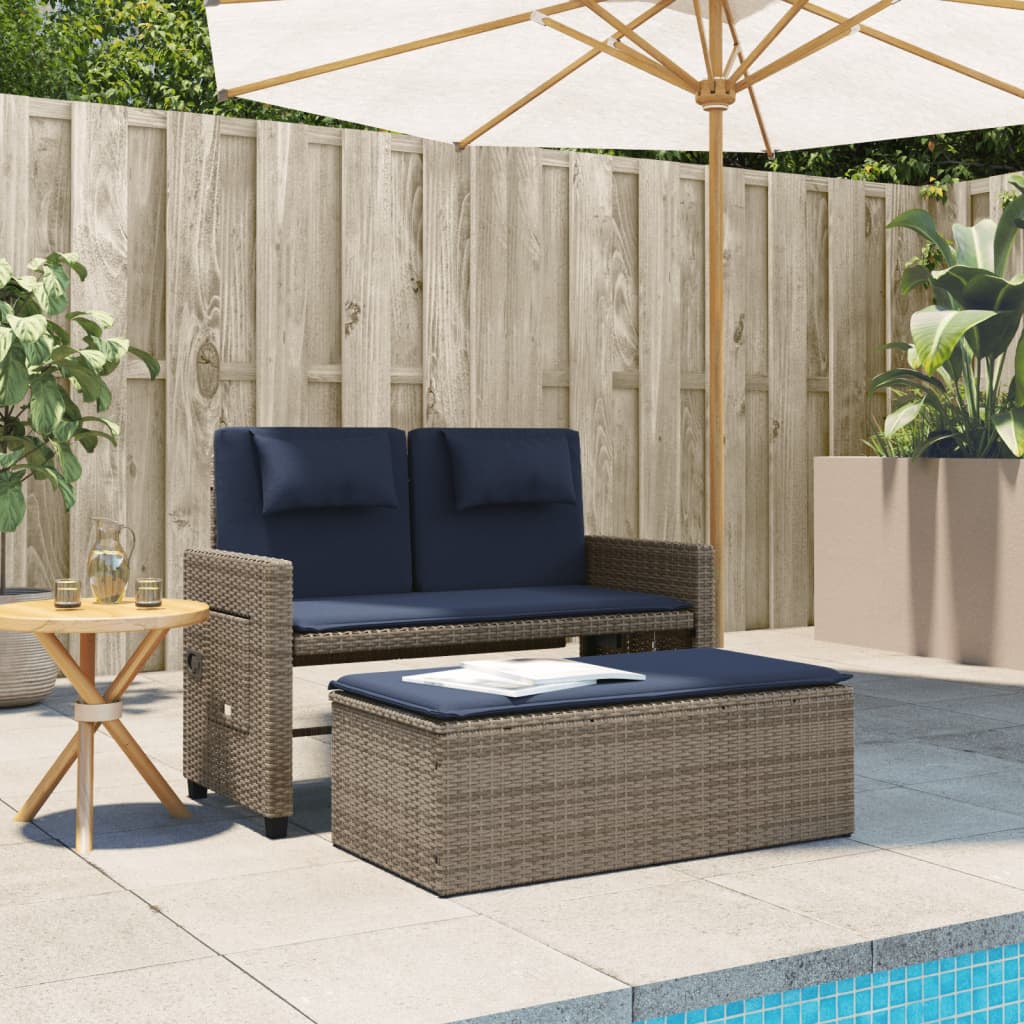 Reclining Patio Bench With Cushions Poly Rattan