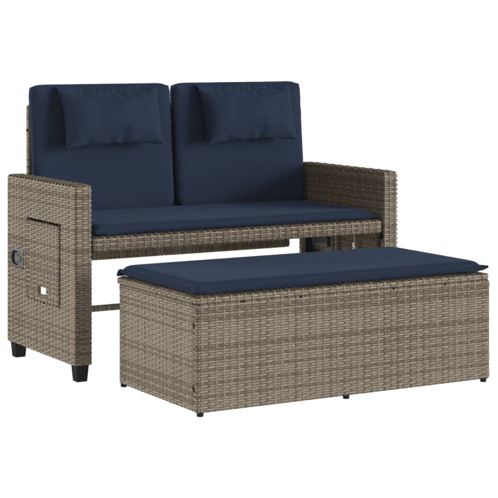 Reclining Patio Bench With Cushions Poly Rattan