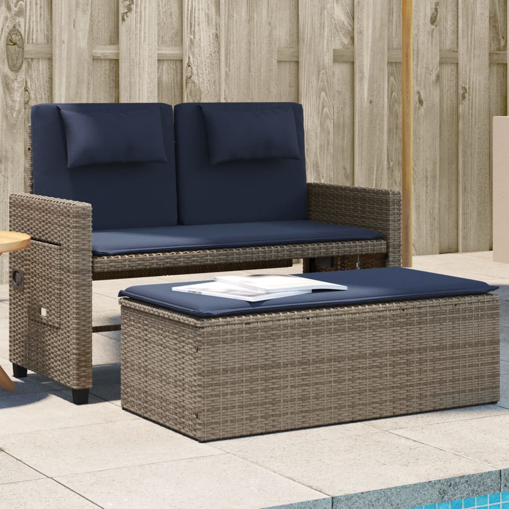 Reclining Patio Bench With Cushions Poly Rattan