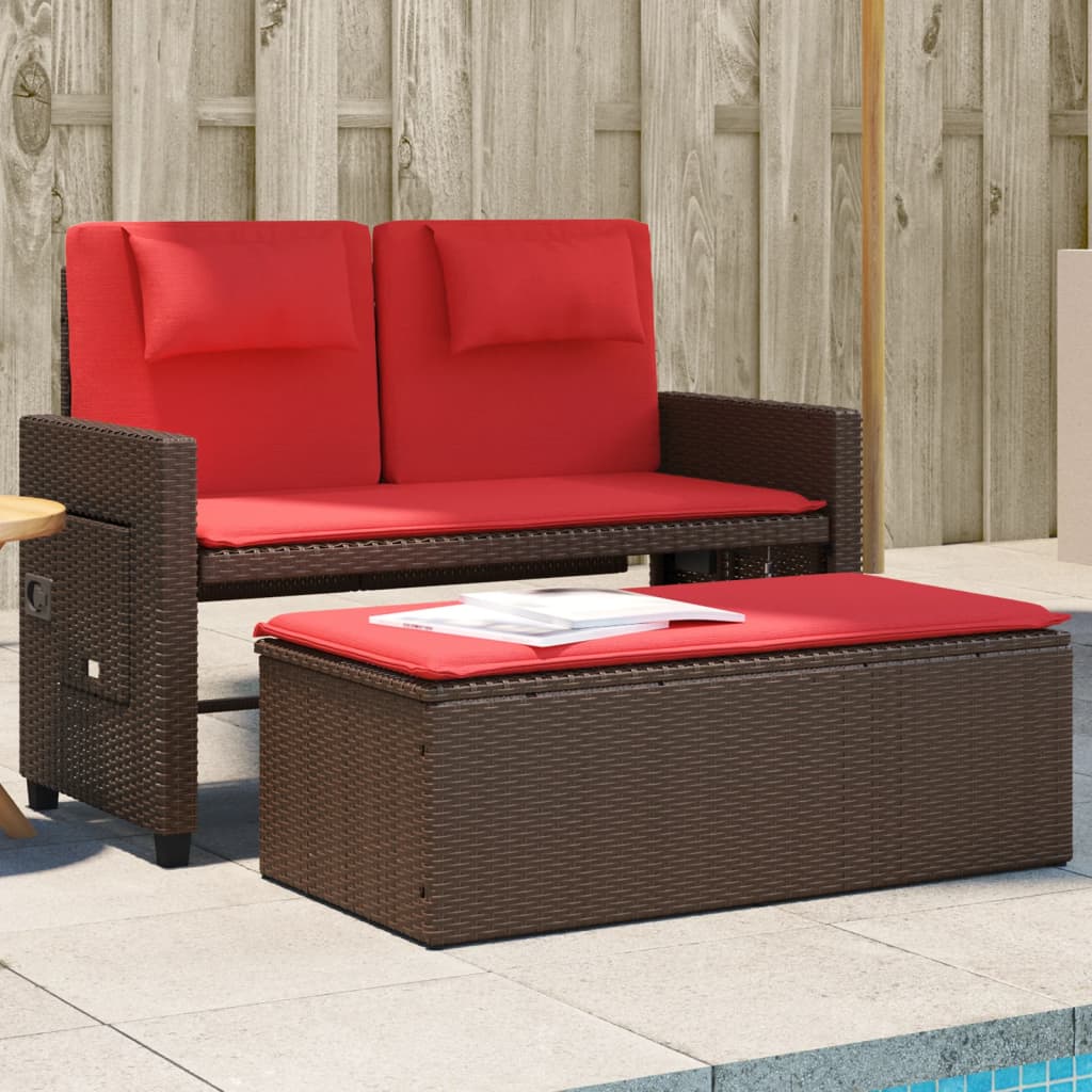 Reclining Patio Bench With Cushions Poly Rattan