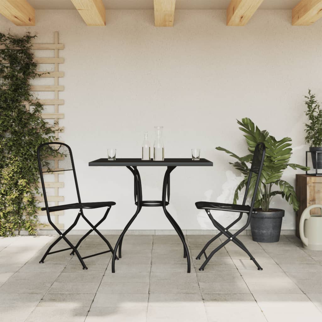 7 Piece Patio Dining Set Anthracite Metal Mesh