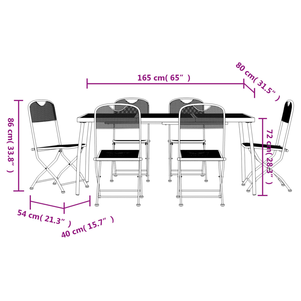 7 Piece Patio Dining Set Anthracite Metal Mesh