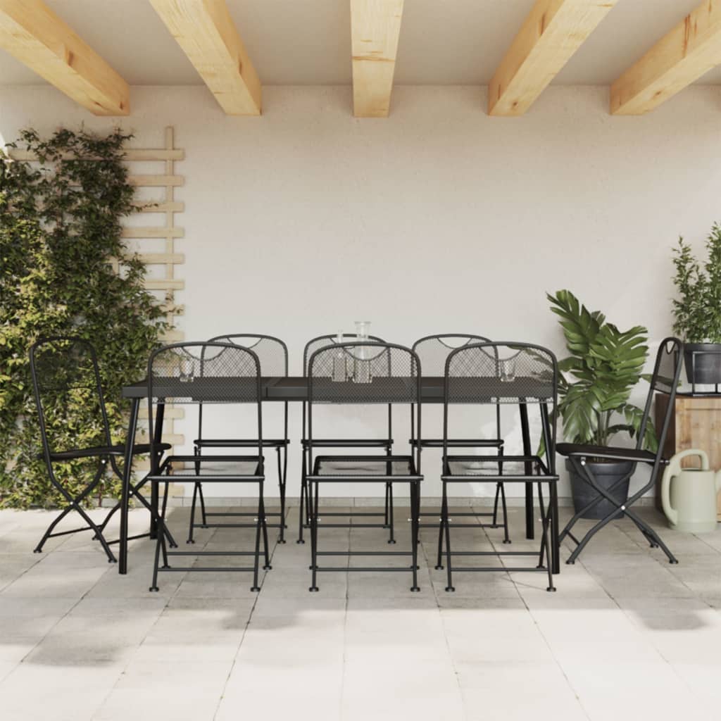 7 Piece Patio Dining Set Anthracite Metal Mesh