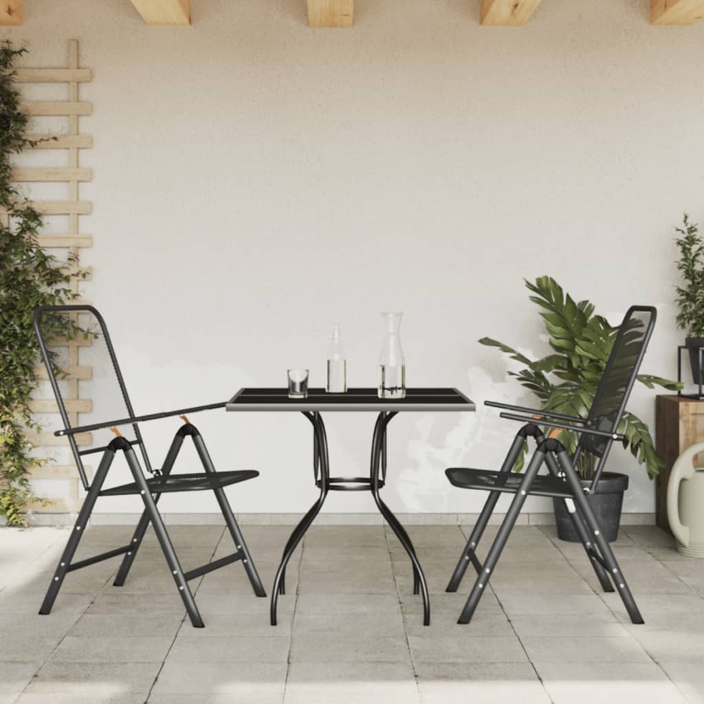 9 Piece Patio Dining Set Anthracite Metal Mesh