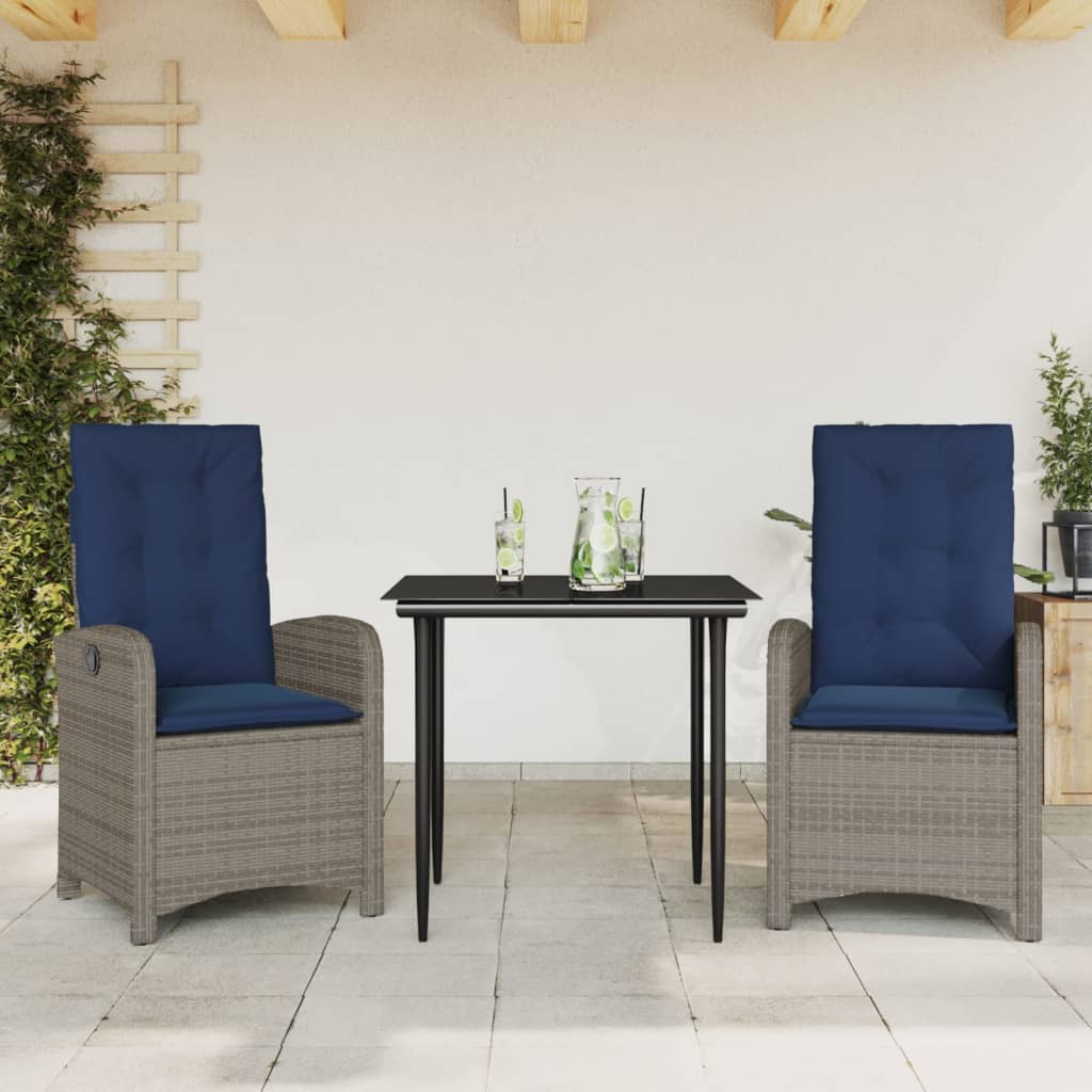 5 Piece Patio Dining Set With Cushions Gray Poly Rattan