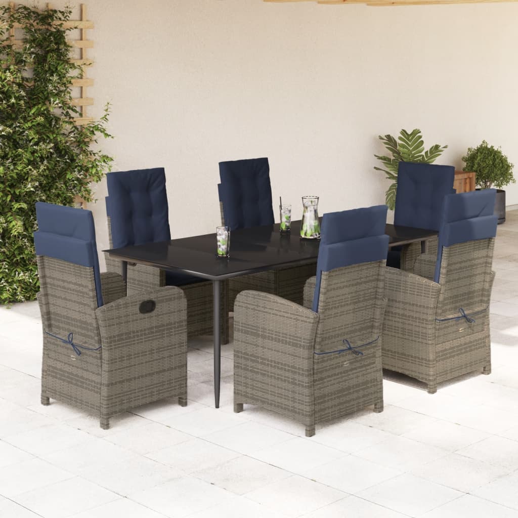 5 Piece Patio Dining Set With Cushions Gray Poly Rattan