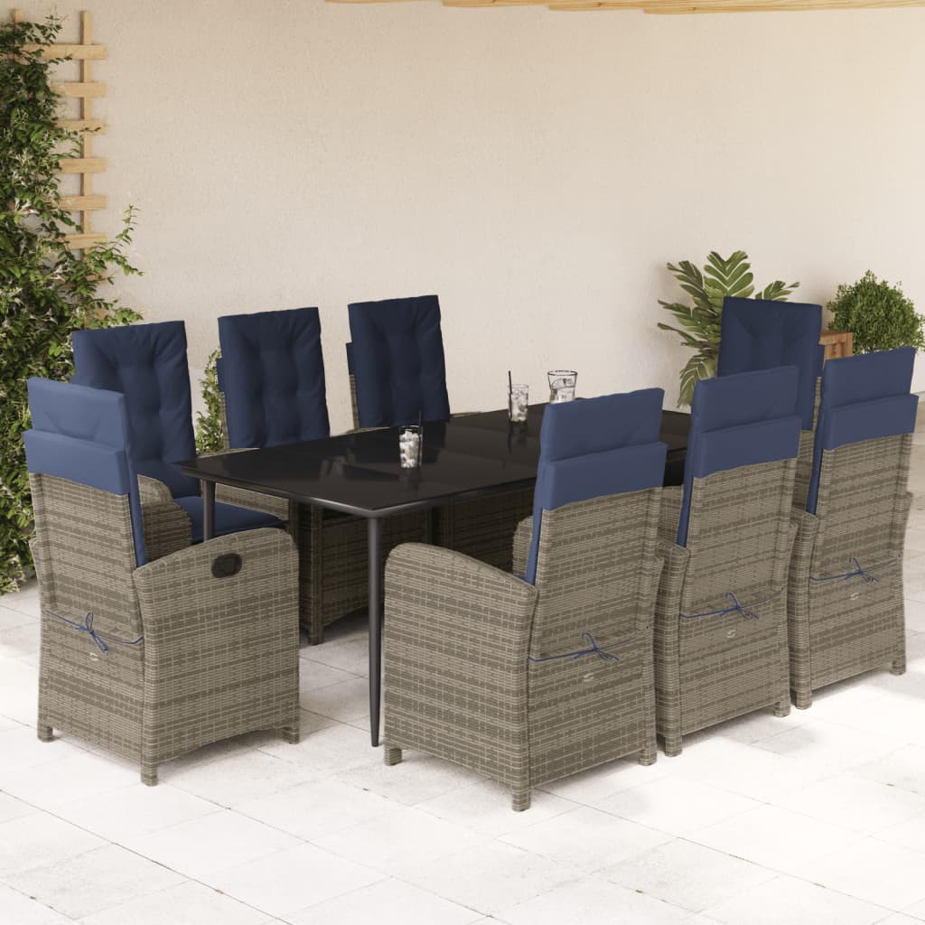 5 Piece Patio Dining Set With Cushions Gray Poly Rattan