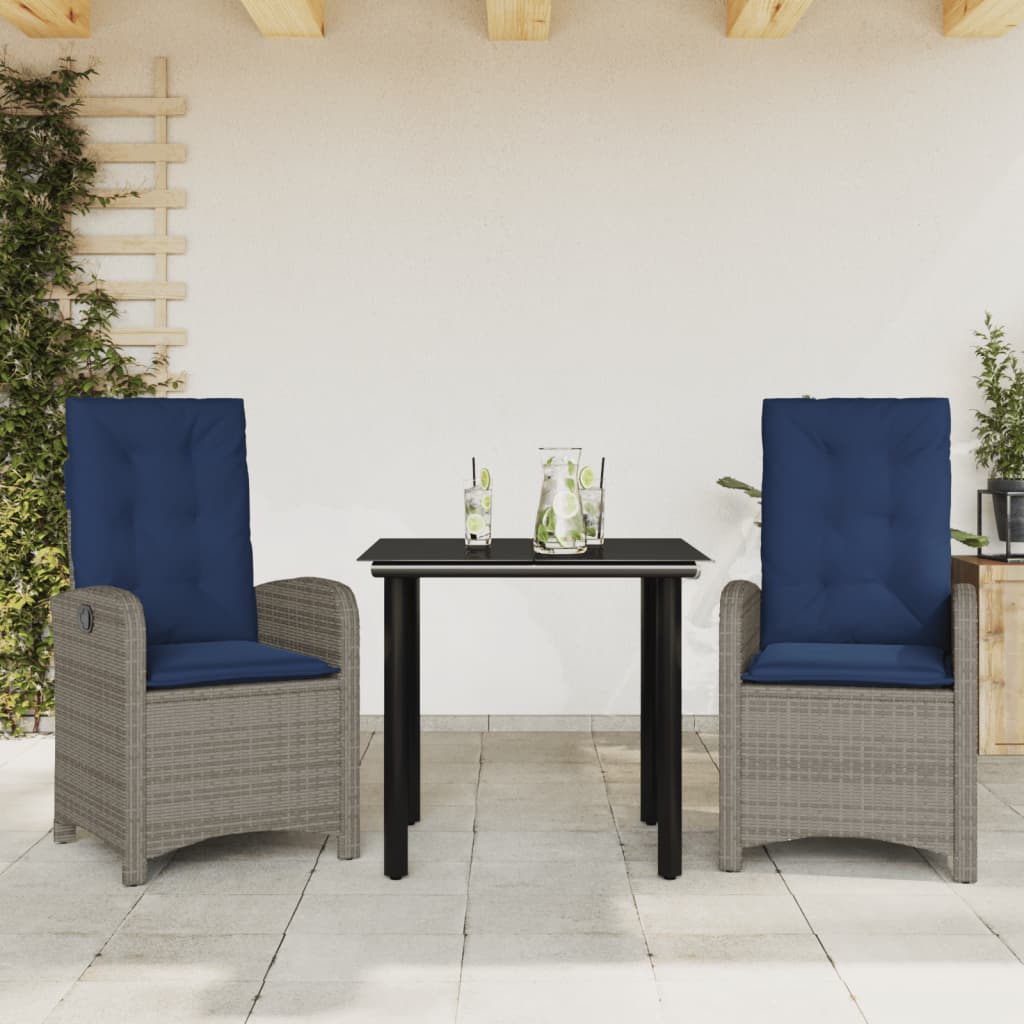 5 Piece Patio Dining Set With Cushions Gray Poly Rattan