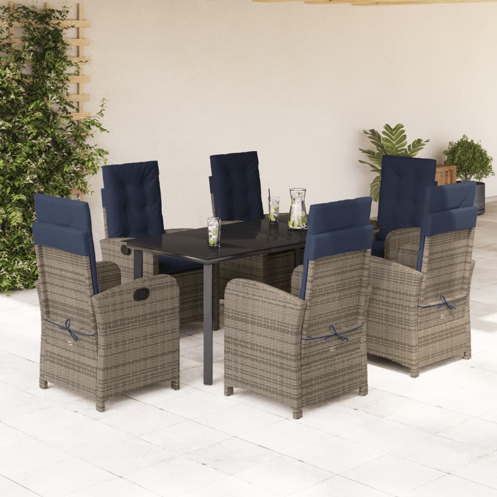 5 Piece Patio Dining Set With Cushions Gray Poly Rattan