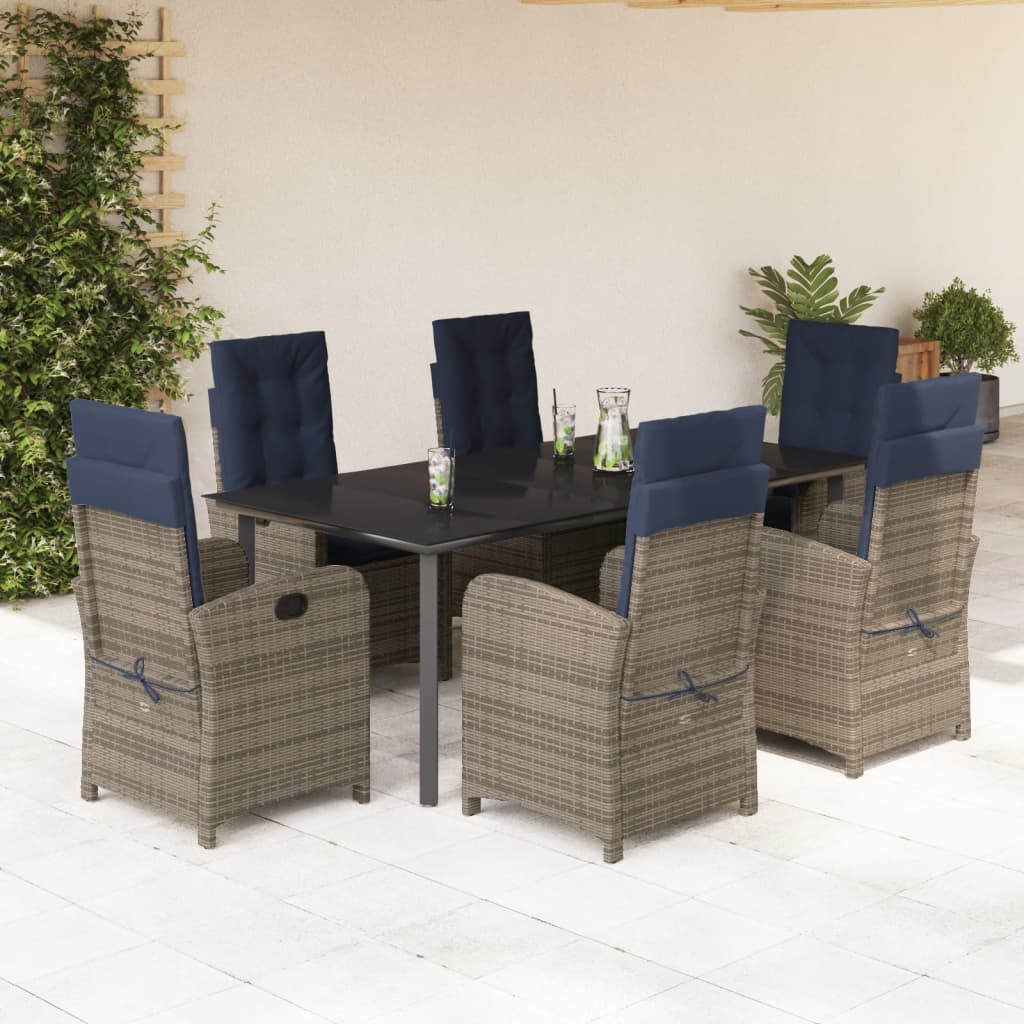 5 Piece Patio Dining Set With Cushions Gray Poly Rattan