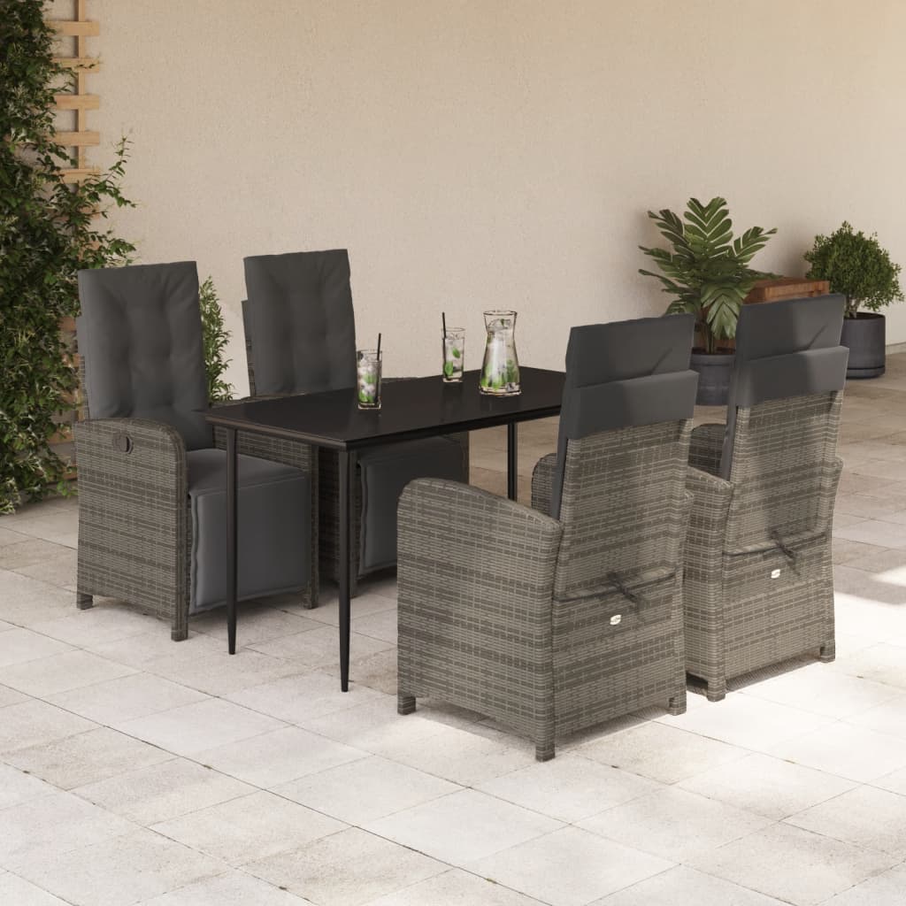 3 Piece Bistro Set With Cushions Gray Poly Rattan