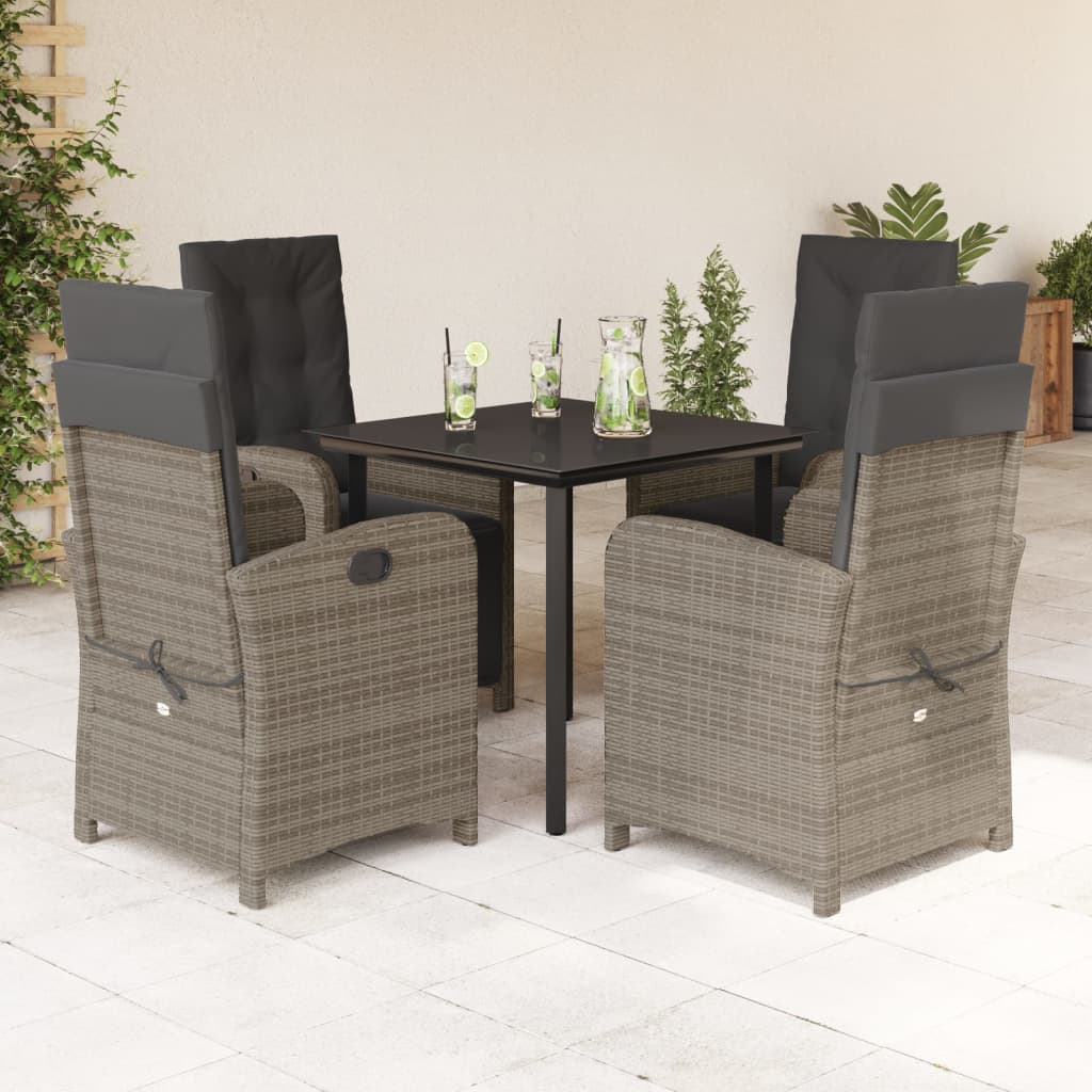 3 Piece Bistro Set With Cushions Gray Poly Rattan